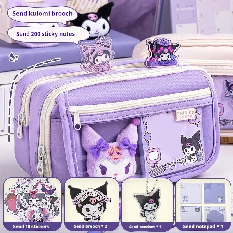 New Sanrio Kuromi Pencil Case Stationery For Junior High School Girls New Primary School Students Large Capacity High Appearanc