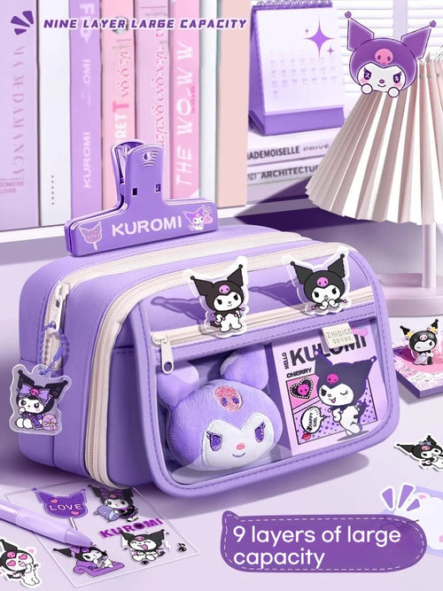 New Sanrio Kuromi Pencil Case Stationery For Junior High School Girls New Primary School Students Large Capacity High Appearanc