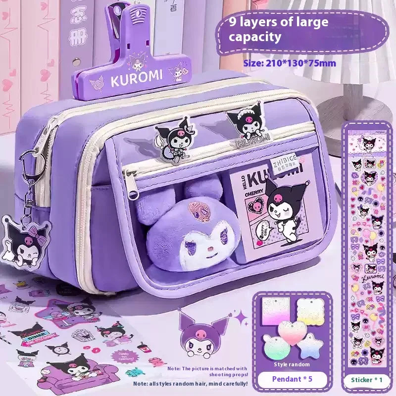 New Sanrio Kuromi Pencil Case Stationery For Junior High School Girls New Primary School Students Large Capacity High Appearanc