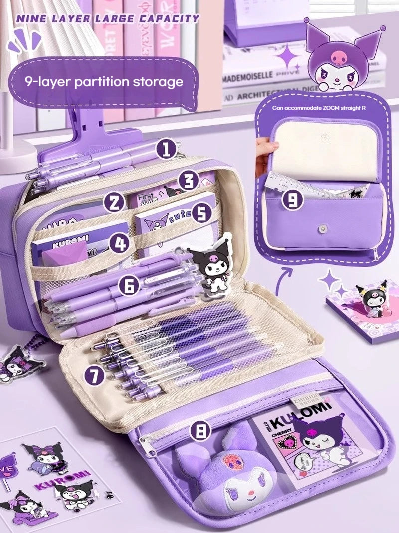 New Sanrio Kuromi Pencil Case Stationery For Junior High School Girls New Primary School Students Large Capacity High Appearanc