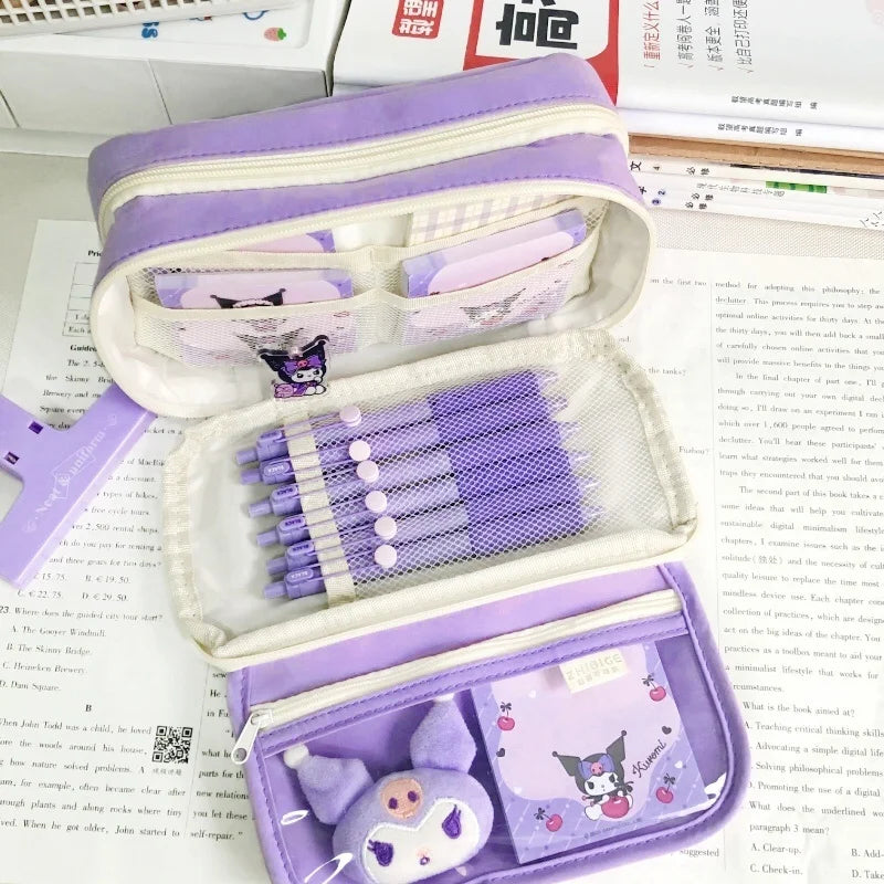 New Sanrio Kuromi Pencil Case Stationery For Junior High School Girls New Primary School Students Large Capacity High Appearanc