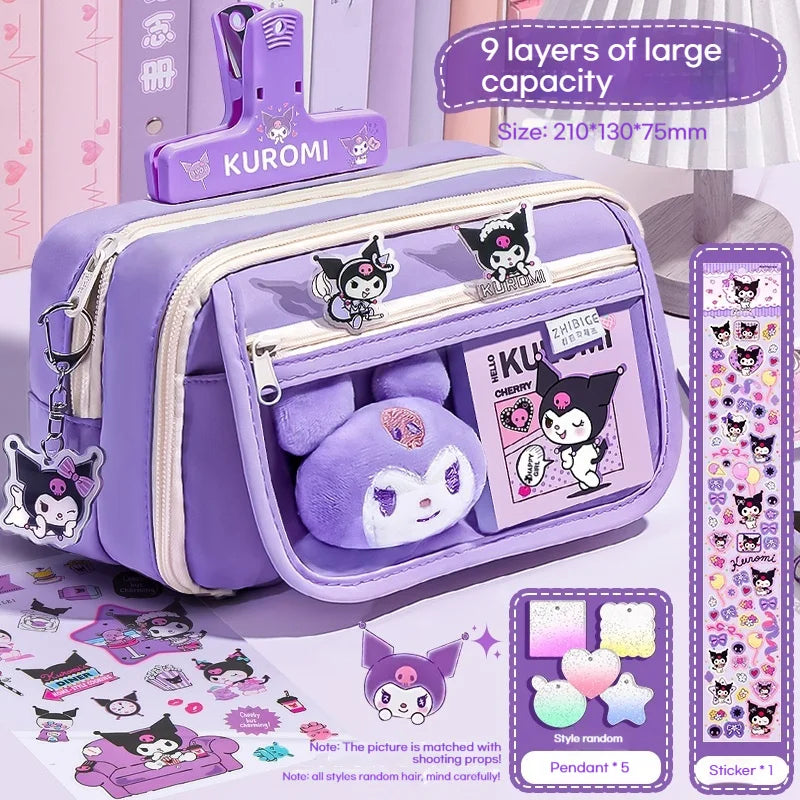 New Sanrio Kuromi Pencil Case Stationery For Junior High School Girls New Primary School Students Large Capacity High Appearanc