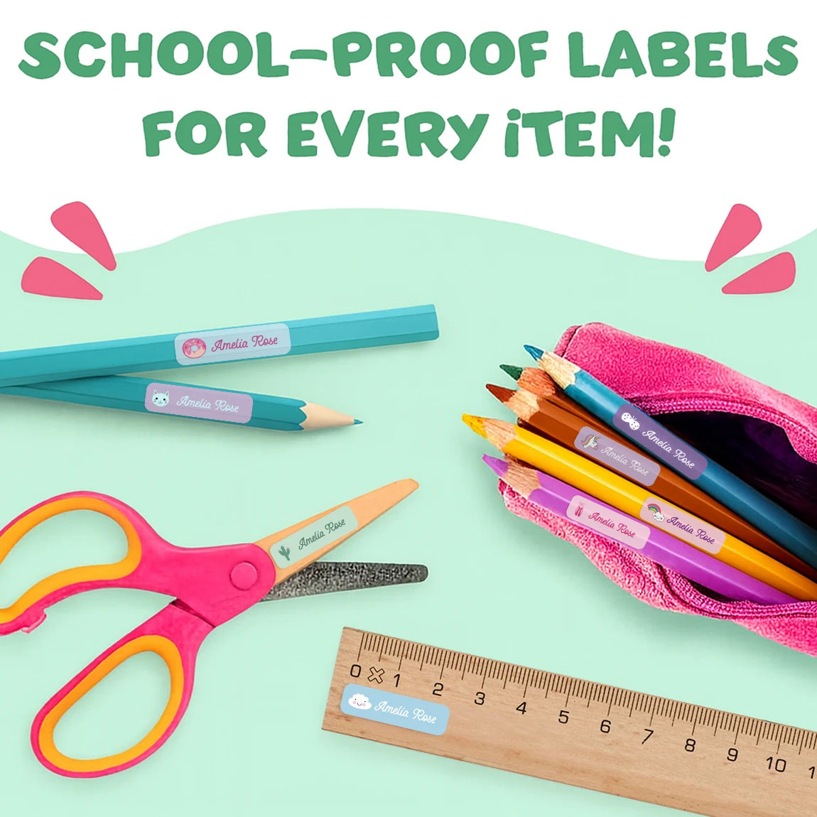 Personalized Name Stickers – Waterproof Custom Labels